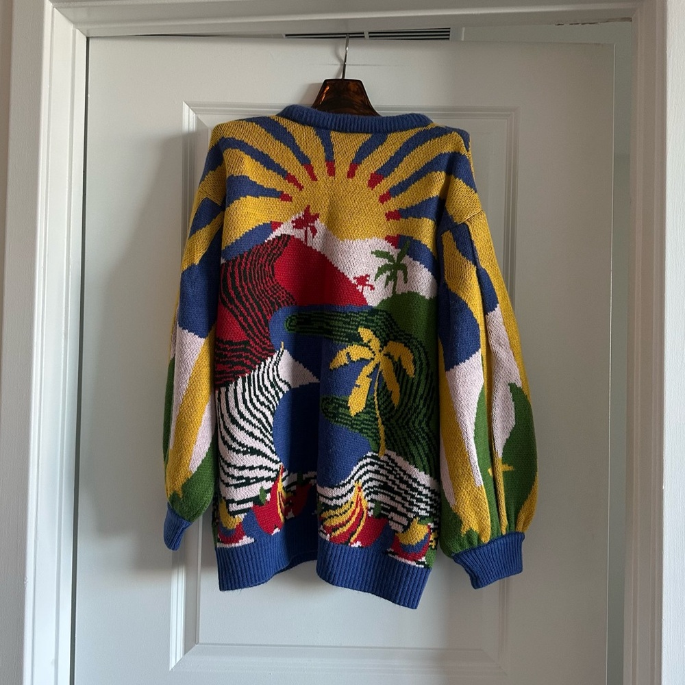 FARM Rio Multicolor Parrot 'Happiness' Knit Sweater - Purple, Yellow, Green, Red - Picture 9 of 9